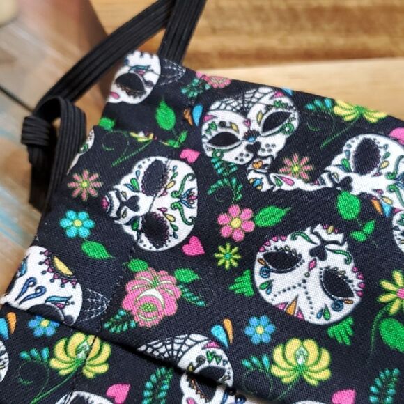 #7 Sugar Skull Cats Adult Face Mask Handmade - Picture 3 of 3